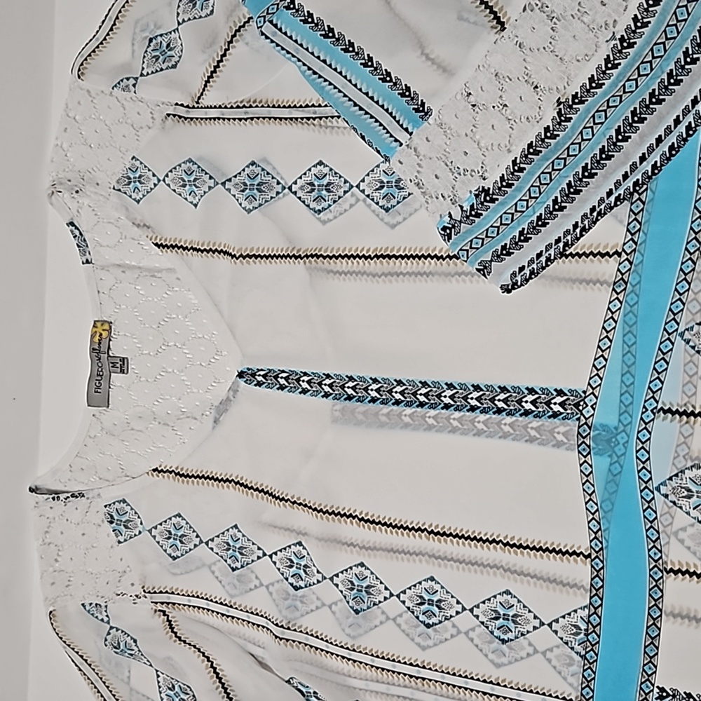 FIGUEROA & Flower Size M Aztec Western Bohemian Granny Core Top #W-552